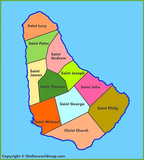 Barbados Parish Map Administrative Map Of Barbados Ontheworldmap Com