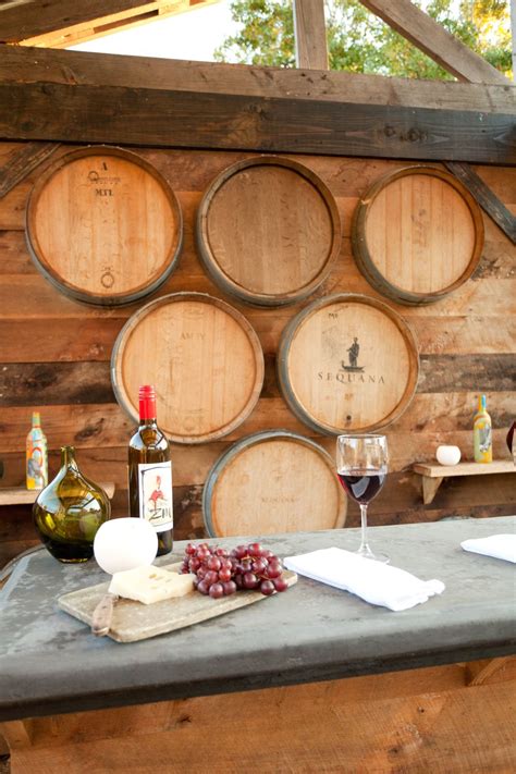 Rustic Wine Country Bar Reclaimed Barn Wood And Repurposed Wine Barrel