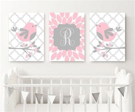 Choose from large or small, digital, mosaic, antique and more. Pink Gray Nursery Decor, Bird Nursery Wall Art, Baby Girl Decor, Girl Monogram Bedroom Wall ...