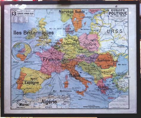 1960s Old School Map Of Europe A Rare And Beautiful