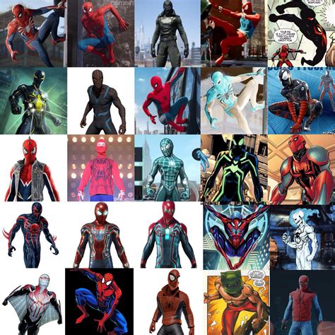 Photo Collage Of All Confirmedleaked Costumes Rspidermanps4