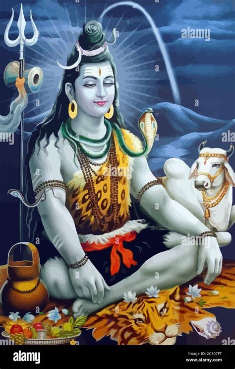 Hinduism Lord Shiva Spiritual Snake Power Mind Bless Holy Illustration