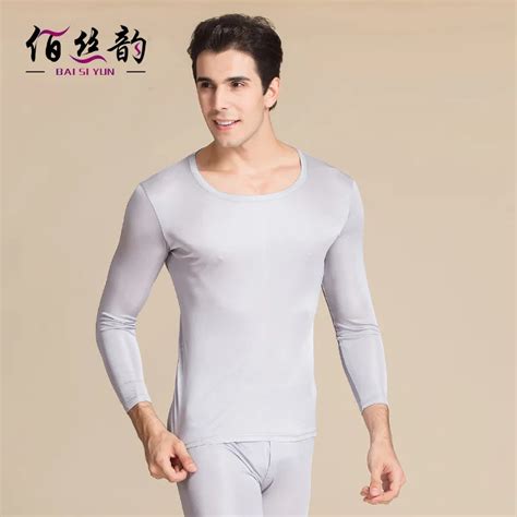100 Silk Silk Knitting T Shirt Male Pure Thermal Underwear Sets Long