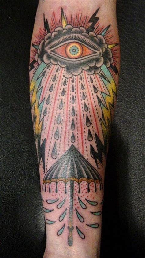 Colorful Red Eye Tattoo On Arm