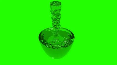 Water Glass Filling Top View Green Screen Free Royalty