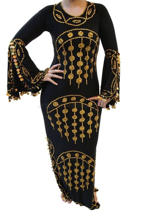 belly dance costume egyptian dress abaya galabeya baladi saidi black x gold g2 egyptian dress