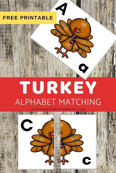 Thanksgiving Alphabet Matching Activity Turkey Printable Cards