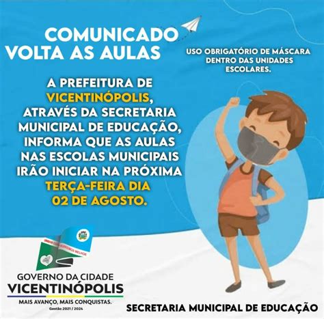 Comunicado Volta As Aulas Prefeitura De Vicentinópolis