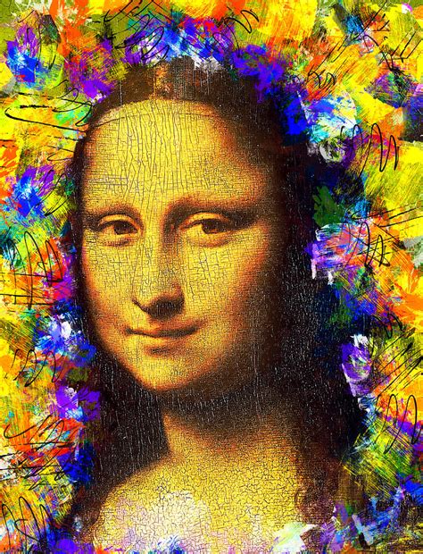 Mona Lisa Golden Colorful Portrait Digital Recreation Digital Art By