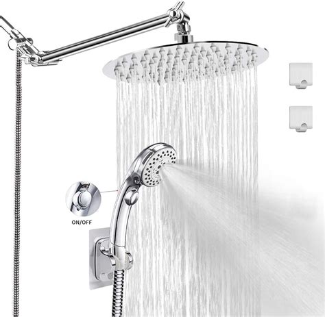 LOHNER Rainfall Shower Head Kit With Hose Luxurious Stainless Steel 8