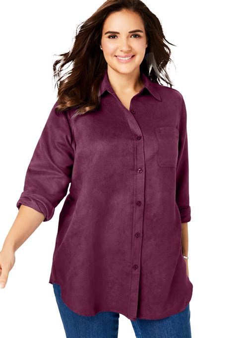Woman Within Woman Within Women S Plus Size Soft Sueded Moleskin Shirt Button Down Shirt