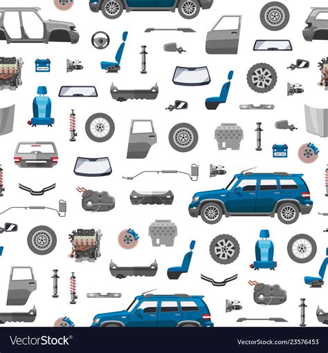 Auto Spare Parts Icons Seamless Pattern Car Vector Image