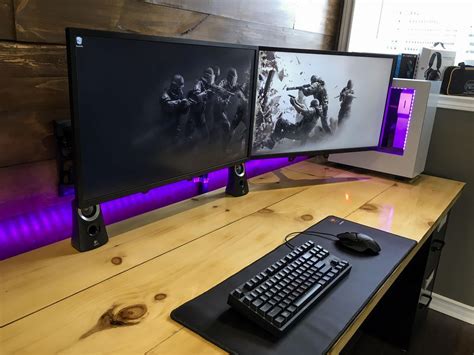 Tribesigns computer desk, 55 inch large office desk computer table study writing desk for home office, white + black leg. My Current Setup ☼ Via Reddit #Gaming Room Setup #Quarto ...