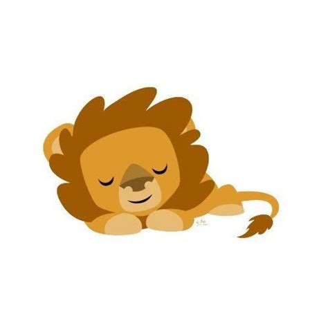 Sleeping Cartoon Lion Round Sticker Everything Else Lion Cartoon