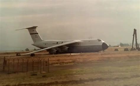 This Photo Shows A C 5a Galaxy After It Performed A Gear Up Landing At