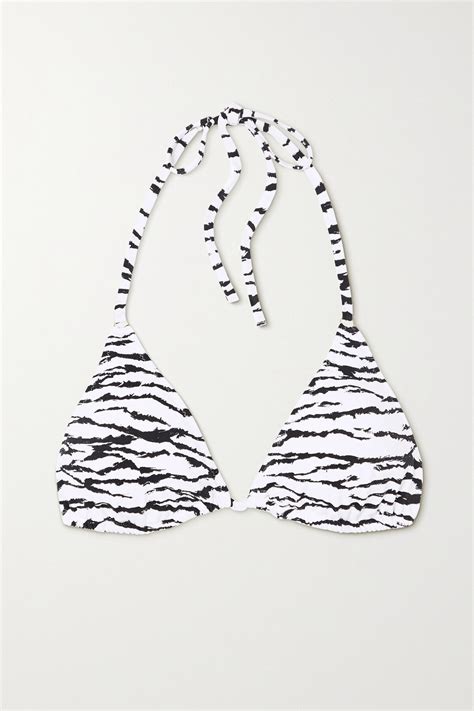 Melissa Odabash Porto Tiger Print Triangle Bikini Top White