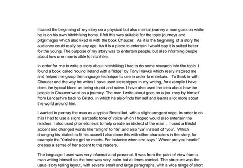 English Commentary Creative Writing I Based The Beginning Of My Story On A Physical But Also