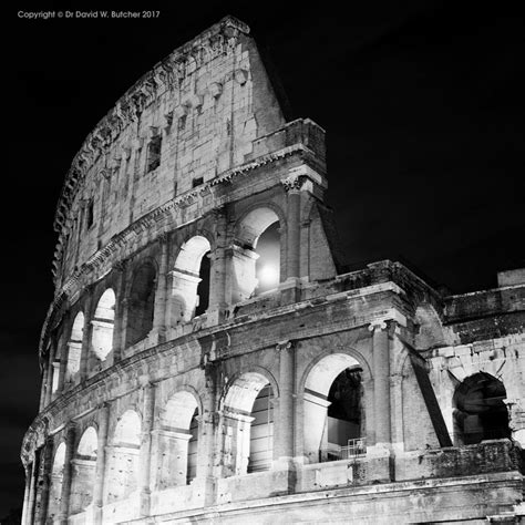 Rome Colosseum And Moon At Night Italy Dave Butcher