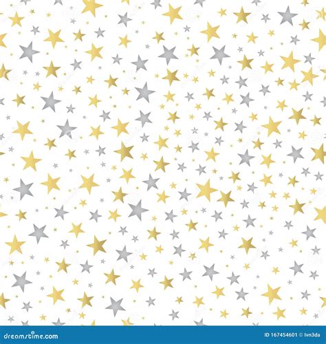 Beautiful Pattern With Gold And Silver Stars Stock Vector