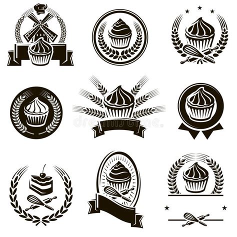 Cake Labels And Elements Set Collection Icon Cake Vector Stock