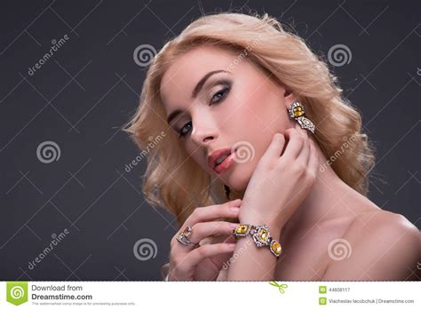 Wonderful Blonde Wearing Jewelry Stock Image Image Of Hair Model