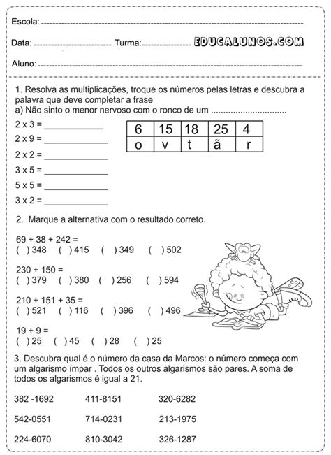 Atividades Matemática Para 2° Série Imprimir Atividades Pedagógicas