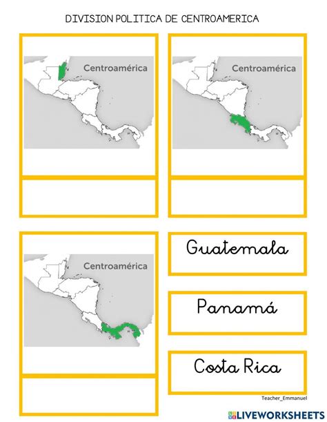 Division Politica De Centroamerica Worksheet Live Worksheets