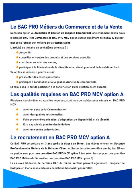 Le Bac Pro Métiers Du Commerce Et De La Vente Lycee Xavier Marmier