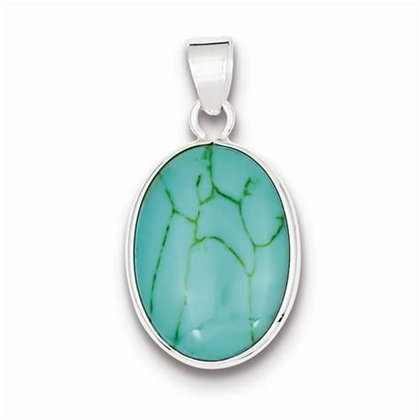 Sterling Silver Oval Turquoise Pendant Turquoise Pendant Turquoise