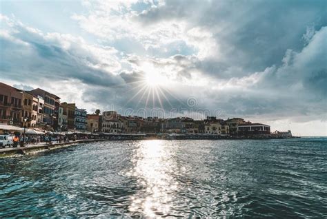 Panorama Venetian Harbour Waterfront And Lighthouse In Old Harbour Of