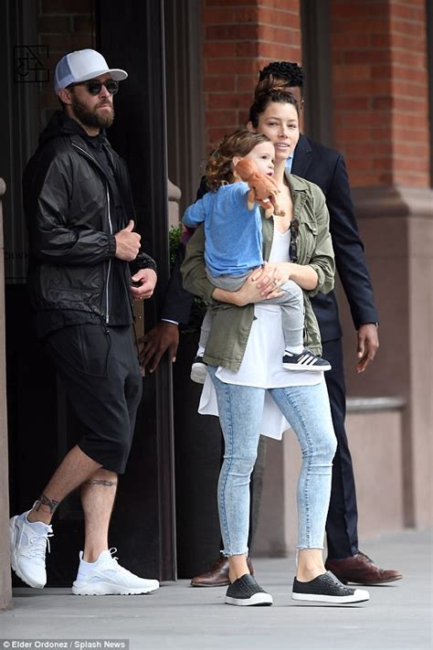 jessica biel and justin timberlake stroll with son silas daily mail online