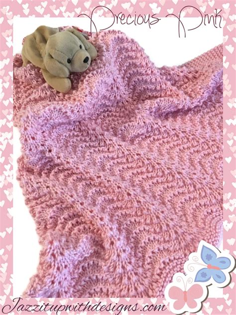 Pink Baby Receiving Blanket Soft Pink Lace New Baby Girl Handknit Caron