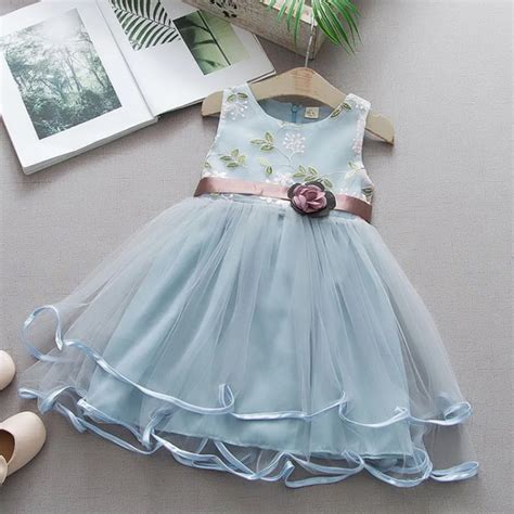 Toddler Baby Kids Girls Dress With Embroidery Flowers Tulle Princess