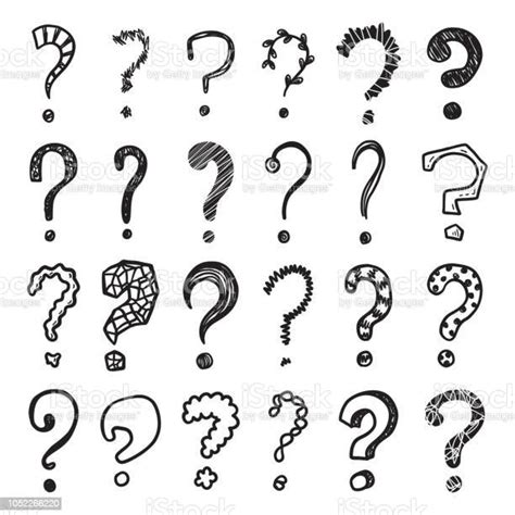 hand drawn doodle questions marks vector set stock illustration download image now asking