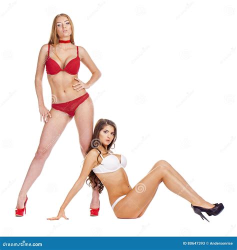 Beautiful Models Blonde And Brunette In Underwear Stock Image Image Of Girls Glamour 80647393