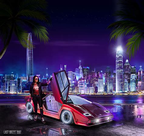 Lamborghini Countach In The Future Hong Kong Amazing View Outrun Car
