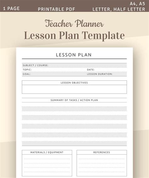 Teacher Lesson Plan Template Printable Lesson Planner Lesson Etsy