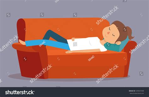 Cartoon Sleeping Girl On Sofa Vector Stock Vector Royalty Free
