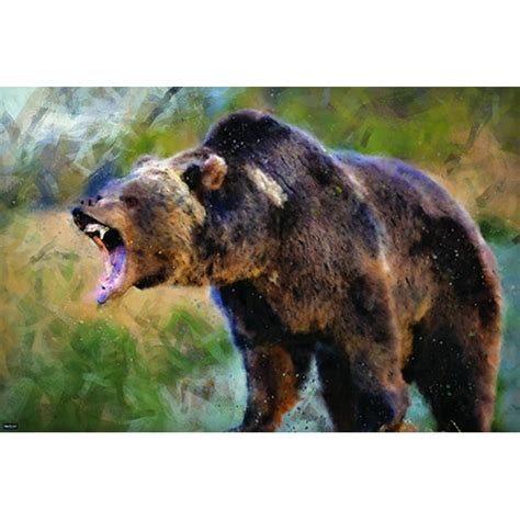 Grizzly Bear Modern Art Painting Home Decor Print Poster 24x36