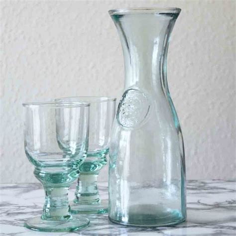 Grehom Recycled Glass Carafe And Glasses Set Copa Handmade Recycled Glassware Glass Carafe