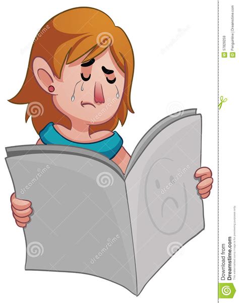 Sad Woman Holding A Newspaper Stock Vector Illustration Of Cartoon