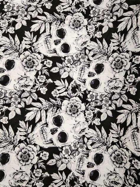 Black Skull Fabric 100 Cotton Fabric For Custom Order Or By Etsy