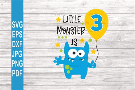 Little Monster Is Three Svg Baby Monster Svg 428313 Cut Files