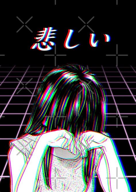 Sad Japanese Manga Aesthetic W Background Art Prints By Poserboy