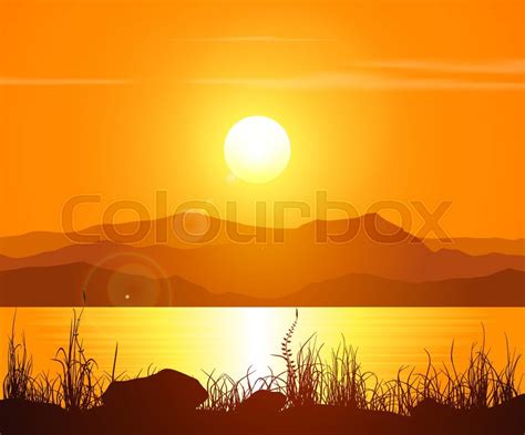 Sunset In The Rocky Mountains Vector Stock Vector Colourbox