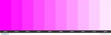 Tints Of Web Safe Color Fuchsia Ff00ff Hex X11 Color Hex Colors
