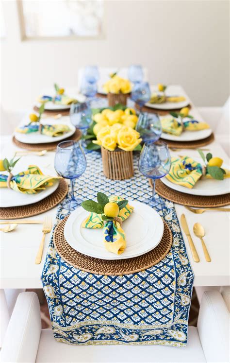 French Country Decor Yellow And Blue Summer Table Dining Table Decor