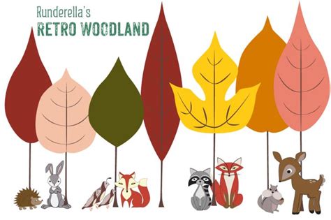Retro Vector Vector File Vector Art Doodles Zentangles Woodland Creatures Mid Century