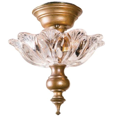Please choose a different date. Vintage Italian Glass and Brass Flush Mount Light at 1stdibs