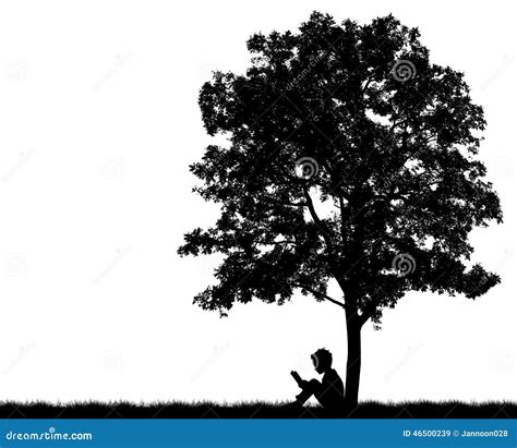 Silhouettes Of Children Read Book Under Stock Illustration Image